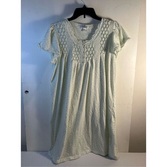 Miss Elaine gown large cottage core style green w/pastel flowers rn#17414 - Picture 2 of 9